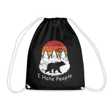 Vintage I hate people - bear camping hiking - Turnbeutel - Schwarz - Vorne