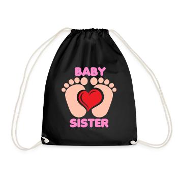 Baby Feet Heart Sister Sister Birth Siblings - Drawstring Bag - black - Front