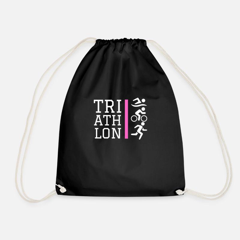 Triathlon Icons Design Pink - Drawstring Bag - black