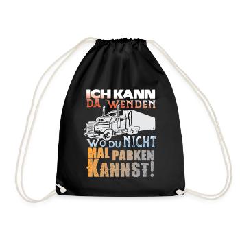 LKW Fahrer tolles Fernfahrer Geschenk - Turnbeutel - Schwarz - Vorne