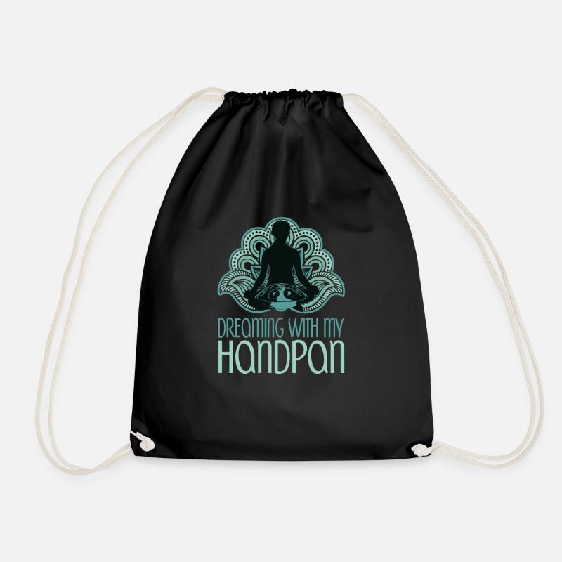 Dreaming With My Handpan Music Yoga Relax Green - Drawstring Bag - black