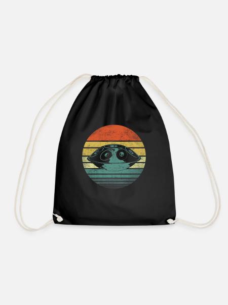 Handpan Hang Drum Music Yoga Relax Sunset Retro - Drawstring Bag - black