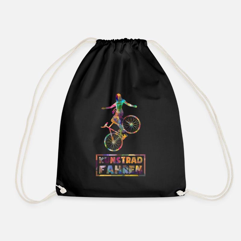 Kunstradfahren - Low Poly - Bunt - Turnbeutel - Schwarz