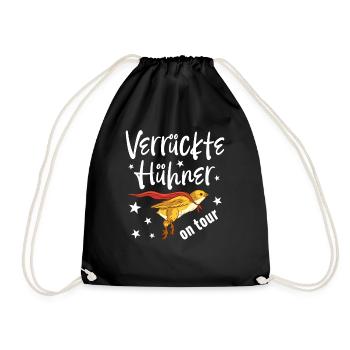 Verrückte Hühner on Tour - Turnbeutel - Schwarz - Vorne