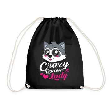 Raccoon mom girlfriend gift mom - Drawstring Bag - black - Front