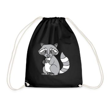 racoon - Drawstring Bag - black - Front