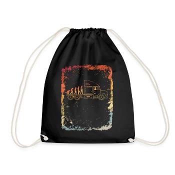 Truck Driver Evolution Truck Vintage Retro - Drawstring Bag - black - Front