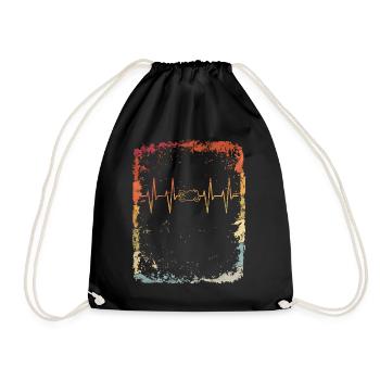 Heartbeat motorcycle biker motorcyclist gift - Drawstring Bag - black - Front