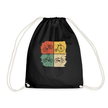 Fahrrad Vintage Retro Bike - Drawstring Bag - black - Front