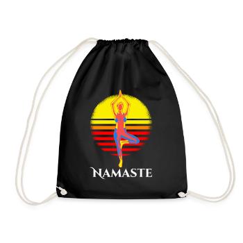 Vêtements de yoga au coucher du soleil Namaste pour femme - Sac de sport léger - noir - Devant
