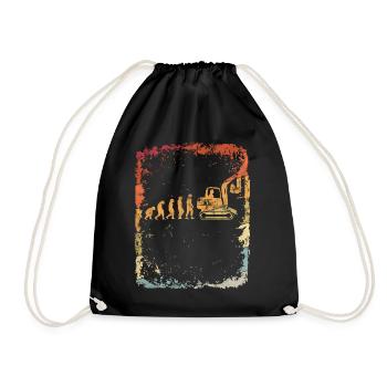 Evolution Bagger Vintage Retro Geschenk - Turnbeutel - Schwarz - Vorne