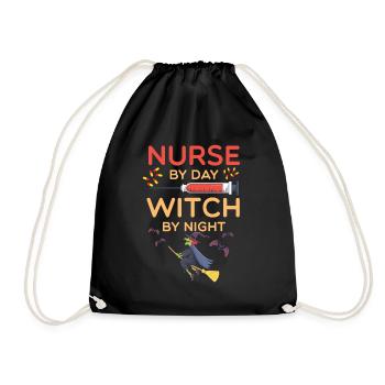 Halloween nursing witch costume - Drawstring Bag - black - Front