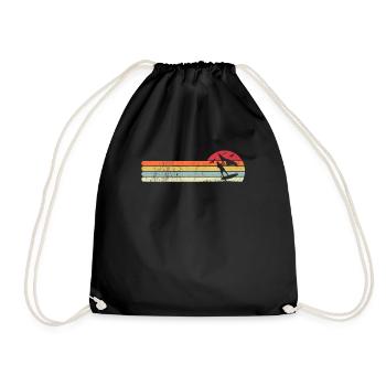 Wing Foiling Surfing wingskating wingboarding - Drawstring Bag - black - Front