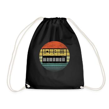 Synth Retro Sunset Synthesizer Vintage Look - Drawstring Bag - black - Front