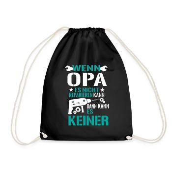 Opa Großvater Reparieren Basteln Bohrmaschine - Turnbeutel - Schwarz - Vorne