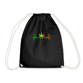 Cannabis battement de coeur feuille de chanvre marijuana - Sac de sport léger - noir - Devant