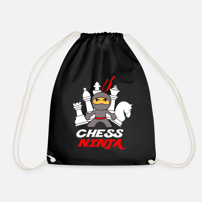 Chess ninja - Drawstring Bag - black