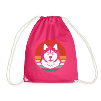 Malamute sled dog - Drawstring Bag - fuchsia - Front