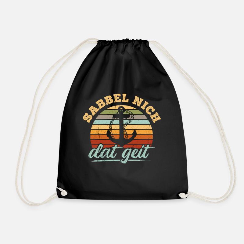 Retro Sabbel nich, Dat Geit! Spruch Geschenk Vinta - Turnbeutel - Schwarz