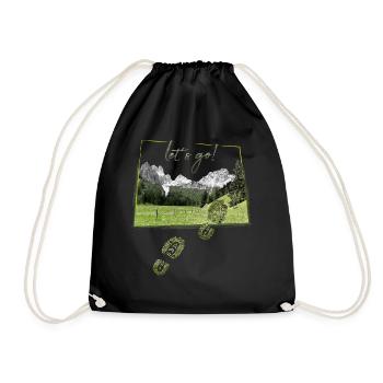 Allez, allez ! - motif de randonnée cool avec des empreintes de chaussures - Sac de sport léger - noir - Devant