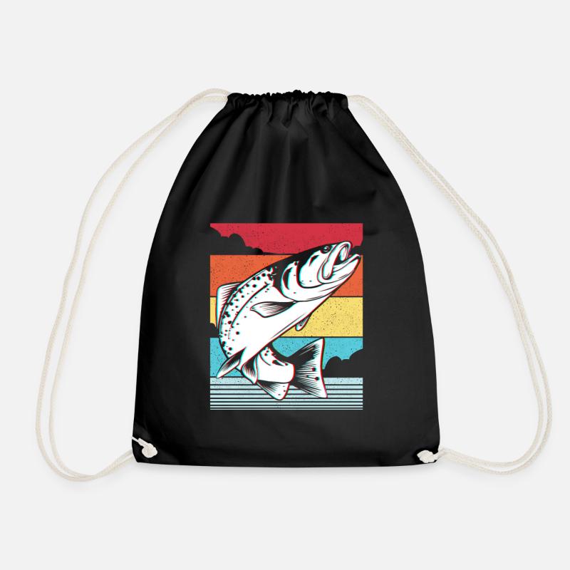 Fische Hecht Karpfen - Turnbeutel - Schwarz