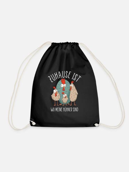 Zuhause ist wo meine Hühner sind - Chicken Design - Turnbeutel - Schwarz