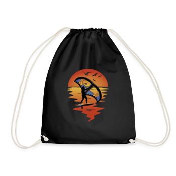 Wing Foiling Wing Surfer Geschenk - Turnbeutel - Schwarz - Vorne