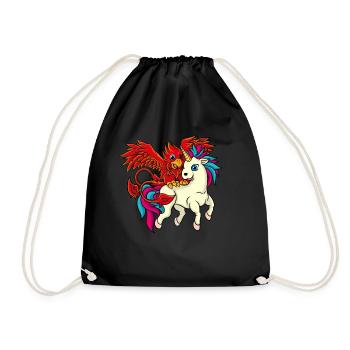 Beste Freunde - Einhorn und Phoenix - Turnbeutel - Schwarz - Vorne