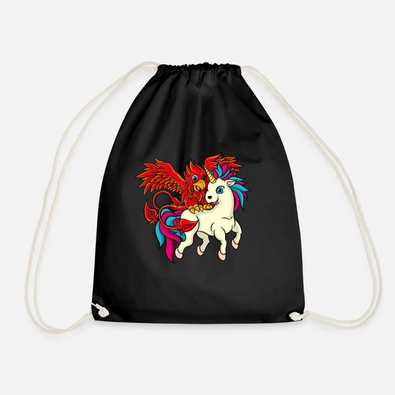 Beste Freunde - Einhorn und Phoenix - Turnbeutel - Schwarz