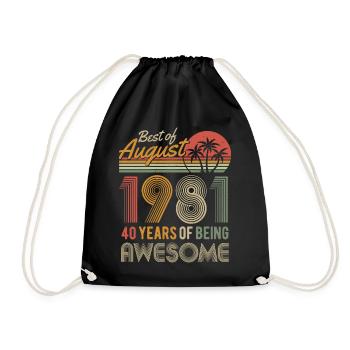 Août 1981 né 40 anniversaire Rétro Vintage - Sac de sport léger - noir - Devant