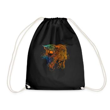 Galloway de couleur - Highland Cattle - Sac de sport léger - noir - Devant