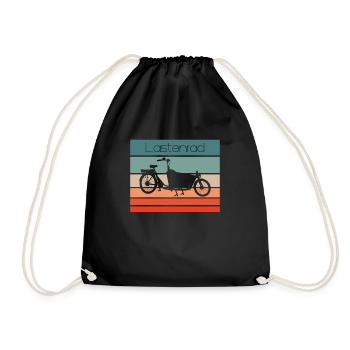 Lastenfahrrad - Retro Sonne Silhouette - Vintage - Turnbeutel - Schwarz - Vorne