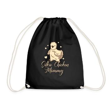 Silkie Chicken Mommy - Poulet de soie - Sac de sport léger - noir - Devant