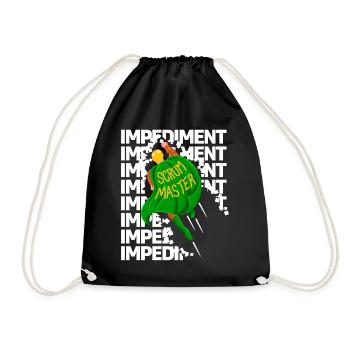 Superhero destroys Impediments - Scrum Master - Drawstring Bag - black - Front