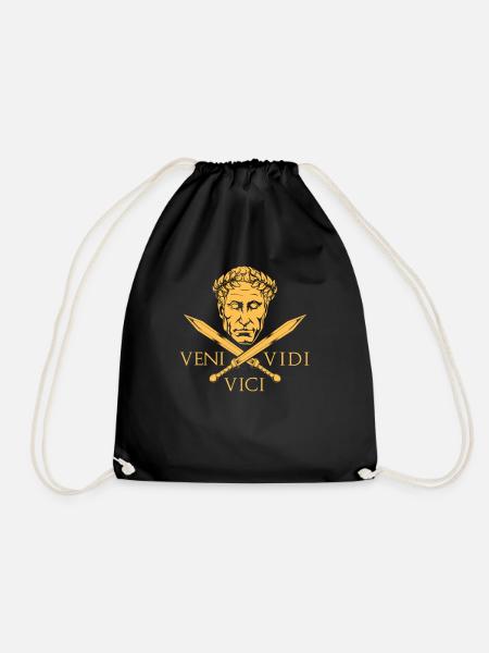 Caesar und Schwerter - Veni Vidi Vici - Turnbeutel - Schwarz