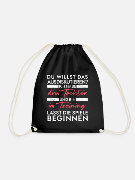Du willst das ausdiskutieren - Vater Töchter - Turnbeutel - Schwarz
