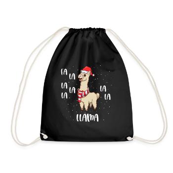 Weihnachtslama - Fa La La Llama - Turnbeutel - Schwarz - Vorne