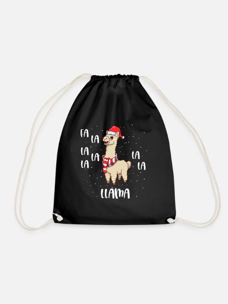 Christmas Lamb - Fa La La Llama - Drawstring Bag - black
