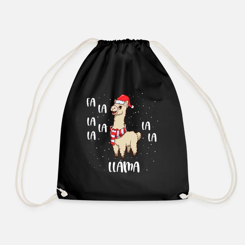 Weihnachtslama - Fa La La Llama - Turnbeutel - Schwarz