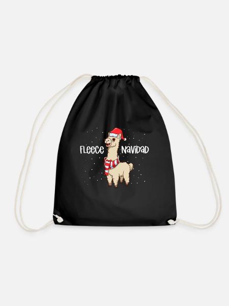 Weihnachtslama - Fleece Navidad - Turnbeutel - Schwarz