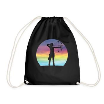 Bogenschießen Mädchen Retro Sonnenuntergang Bogenjagd Bogenschießen - Turnbeutel - Schwarz - Vorne