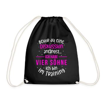 Ich habe vier Söhne - Mutter und Söhne - Turnbeutel - Schwarz - Vorne
