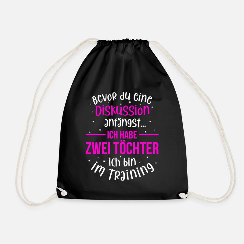 Ich habe zwei Töchter - Mutter und Tochter - Turnbeutel - Schwarz
