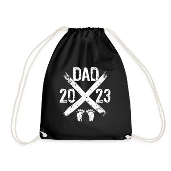DAD Vater T-Shirt Vatertag 2023 Papa 2023 Werdende - Turnbeutel - Schwarz - Vorne