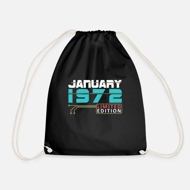 January 1972 - Geburtstag im Januar - Turnbeutel - Schwarz