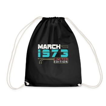Mars 1973 - Anniversaire en mars - Sac de sport léger - noir - Devant
