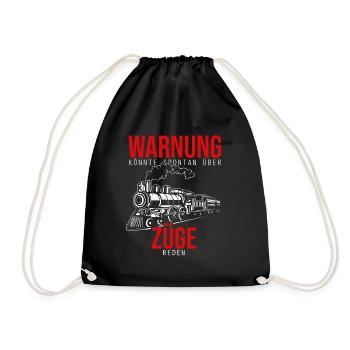 Eisenbahner Geschenk Lokführer Zugführer Zug Bahn - Turnbeutel - Schwarz - Vorne