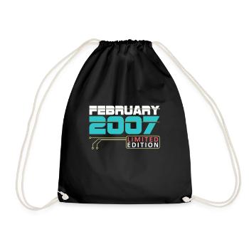 February 2007 - Birthday in February - Drawstring Bag - black - Front