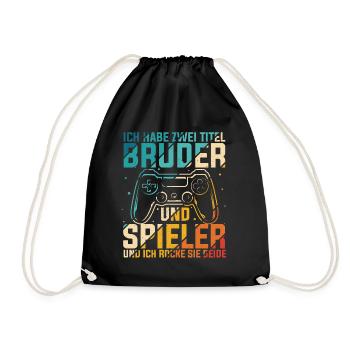 Gaming Bruder Schwester Gamer Zocker Geburtstag Ge - Turnbeutel - Schwarz - Vorne