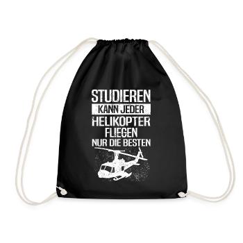 Studieren kann jeder - Helikopter fliegen nur die - Turnbeutel - Schwarz - Vorne